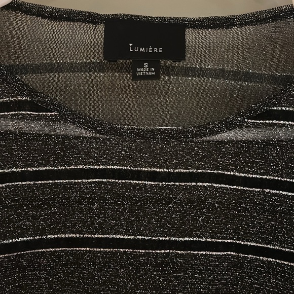 LUMIERE Women's Long Sleeve Sparkly Top in Black/Silver│Size Small - Picture 9 of 14